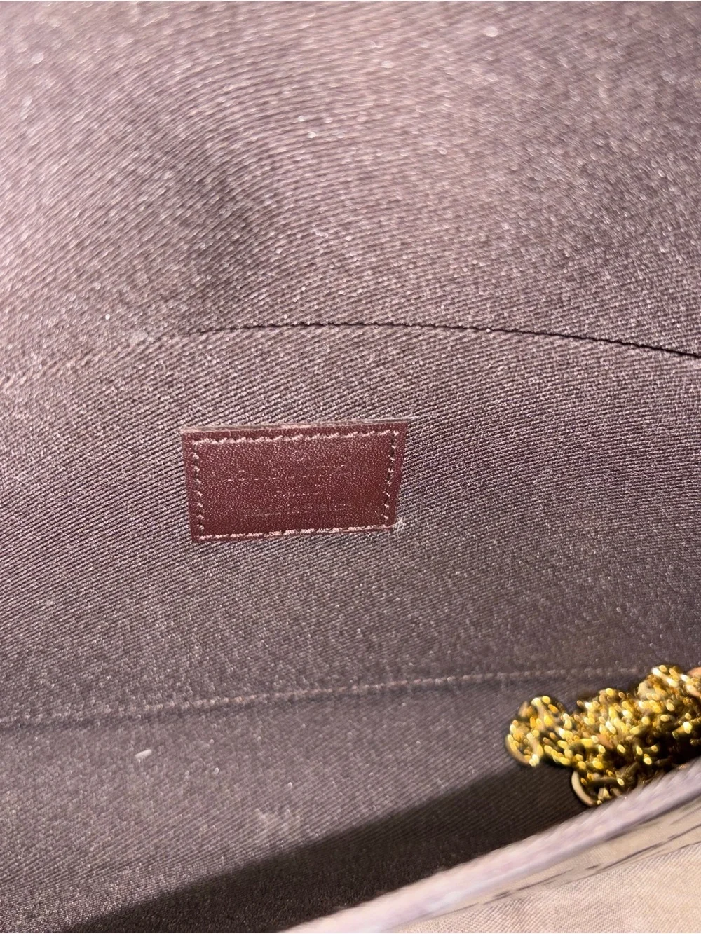 Louis Vuitton Burgundy Patent Leather Interior with Gold Chain Accent